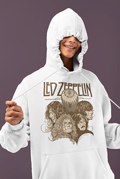 SEVBANO هودي ليد زيبلين روك ميتال مطبوع للجنسين قصة فضفاضة موسيقى جروبي هودي