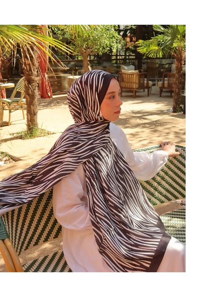 Elite Scarf Black And White Medine İpeği