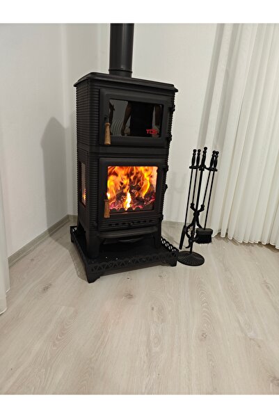 Manavgatsoba Damla fırınlı döküm şömine soba yan kapaklı