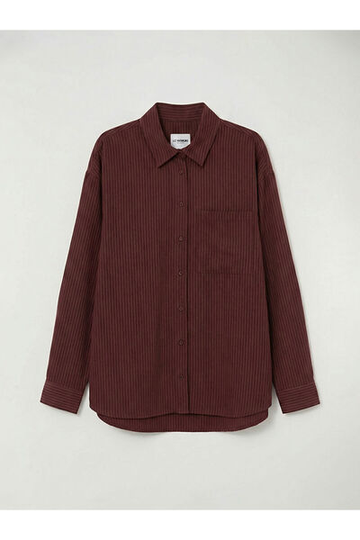 LC Waikiki Burgundy Striped Modal Blend Women's Shirt