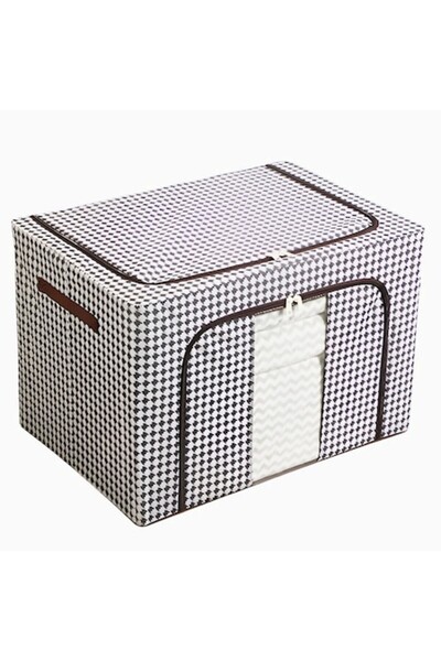 DAMUR Foldable Storage Box with Zipper, 66 L, Textile, Zebra Design