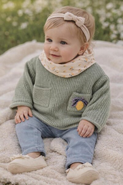 Noy Noy fularlı triko bebek takım 3 lü