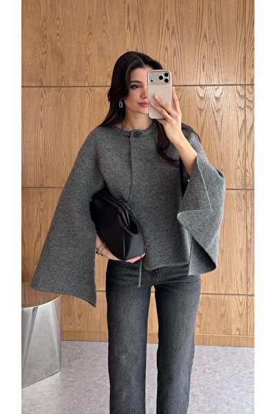 HAZELANNA Anthracite Cape Cardigan