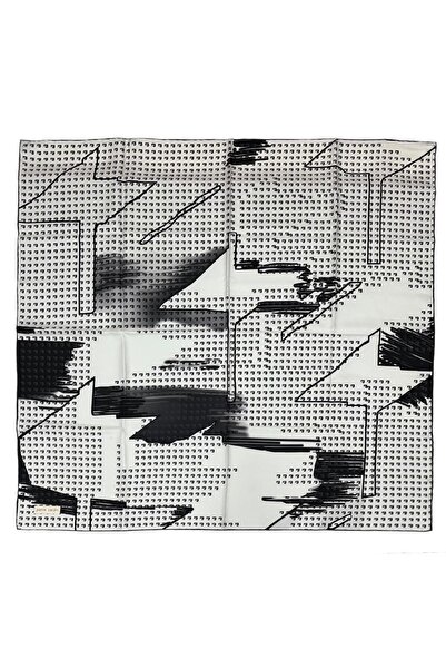 Pierre Cardin Μεταξωτό Φουλάρι - 8946438- 912 Εκρού Μαύρο Τουίλ