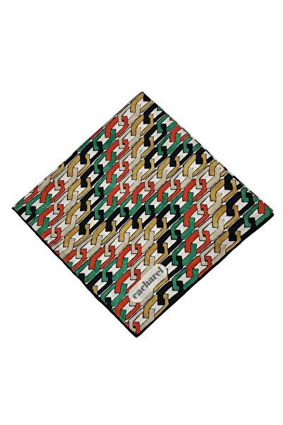 Cacharel İpek Eşarp Twill - 9050313-914 Siyah Yeşil Kırmızı