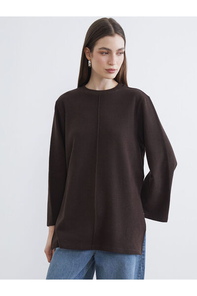 LC Waikiki Brown Oversized Women's Sweatshirt Tunic