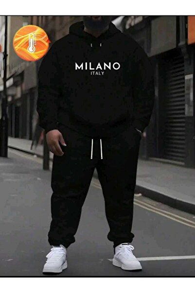 DİVİN Men's Printed Oversized Sweatahirt - Sweatpants 2-Piece Set