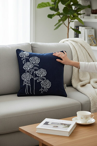 NAKIŞ HOME DESİGN غطاء قلاب مطرز بنمط AÇELYA مع حبل مطرز