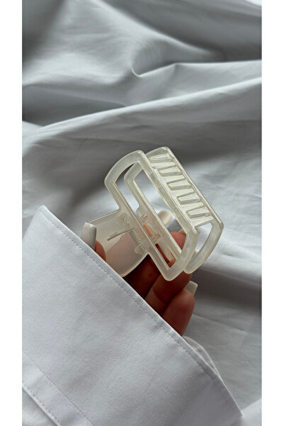 YOYYO إكسسوار شعر نسائي شفاف بمشبك هندسي عصري مستطيل الشكل