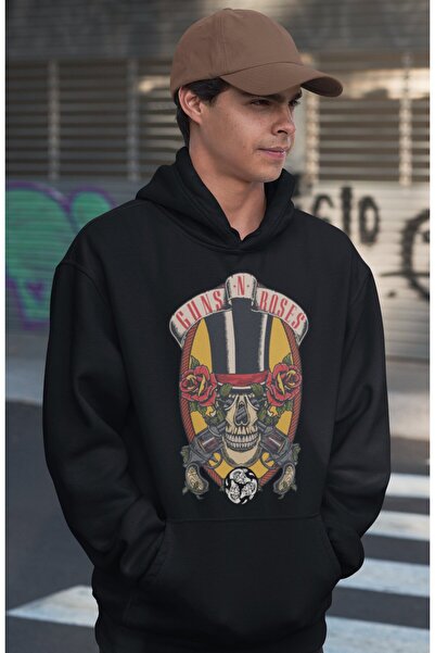 SEVBANO Hanorac unisex supradimensionat cu imprimeu Guns N' Roses Rock Metal ...