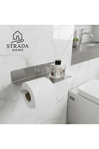 STRADA HOME Paslanmaz Çelik - Tuvalet Kağıtlığı & Çok Amaçlı Raf