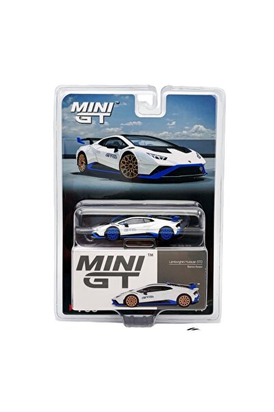 mini gt نموذج سيارة لامبورغيني هوراكان STO باللون الأبيض الأسبوبي بمقياس 1:64...