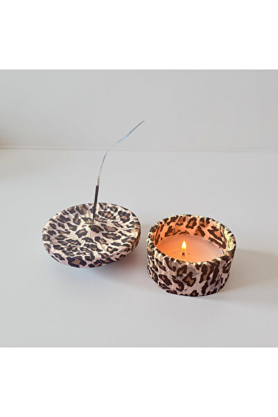 BerLa Home Leopar Desenli Mumluk ve Tütsülük Seti | Dekoratif Mumluk & Tütsü ...