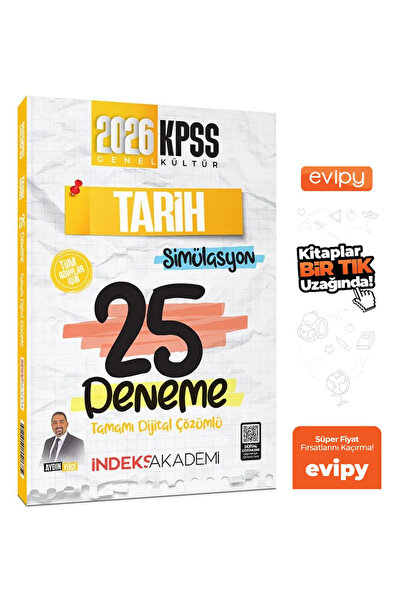 İndeks Akademi Aydın Yüce | 2026 KPSS Tarih Simülasyon 25 Deneme Çözümlü Ayra...