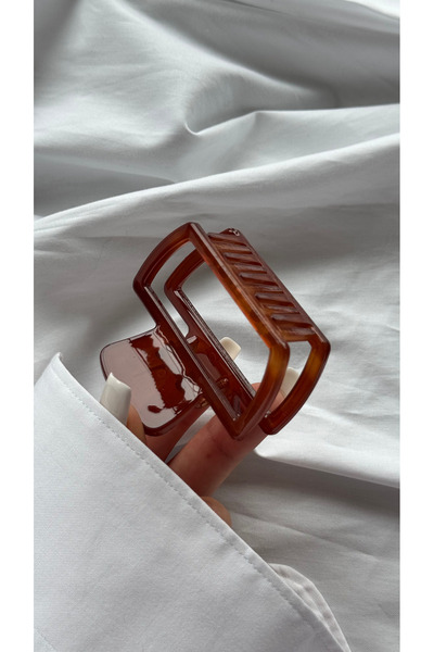 YOYYO Women Transparent Geometric Latch Buckle Modern Rectangular Hair Accessory