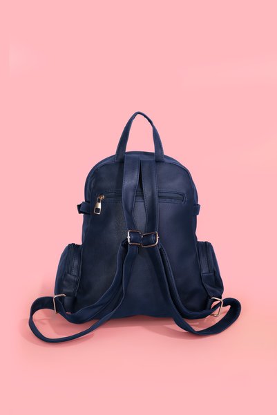 westbag Lacivert Kadın Suni Deri Çok Gözlü Sırt Çantası
