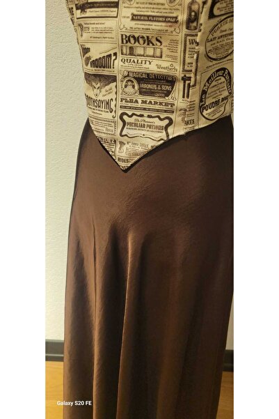 KARDELEN YAPALI BÜSTİYER VİNTAGE FRANSIZ GAZETE BASKILI KAHVE RENGİ ARKADAN B...