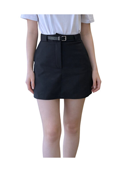 MORE MOSS Women's Designer Belted Skirt with Shorts