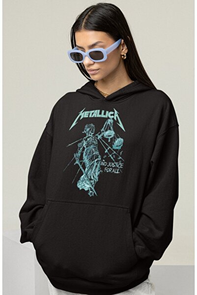 SEVBANO هودي ميتاليكا روك ميتال مطبوع للجنسين قصة فضفاضة موسيقى جروبي هودي