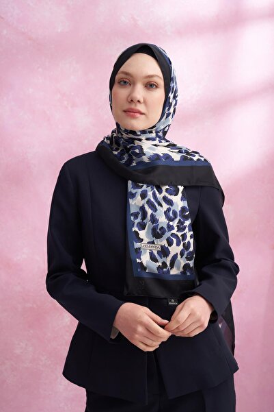 ARMANDA Leopard Voile Multi Pattern Shawl 6041-Dark Blue