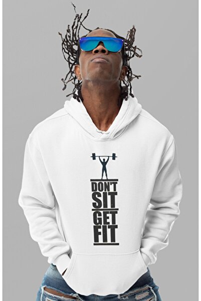 SEVBANO Dont Sit Get Fit Bodybuilding Fitness Printed Unisex Oversized Hoodie