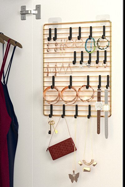 wearme Gold Gold Plated 20 Hook Metal Jewelry Organizer for Inside the Wardro...
