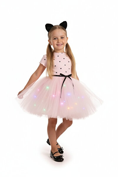 Girls LED Lighted Tutu Dress with Polka Dot, Pink Color, Birthday and Special Day Dress