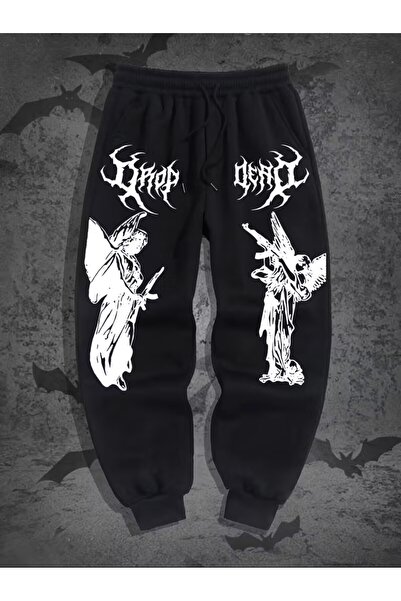 LAND MODA Melek Baskılı Erkek Atletik Günlük Jogger Pantolonlar