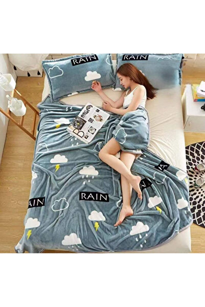 FIONNA.RO Cocolino Thin Blanket 200x230cm - Blue Grey With Rain Clouds