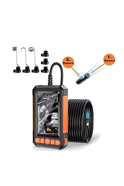 Sezy 4.3" Monitörlü Çift Kameralı 10 Metre Endoskop Yılan Kamera Sert Kablo 8mm
