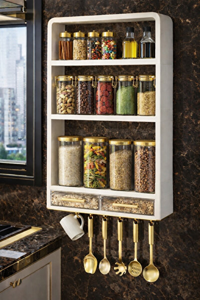 Mim Life Mutfak ve Banyo Rafı Yapışkanlı Modern Plastik Çekmeceli Banyo Rafı