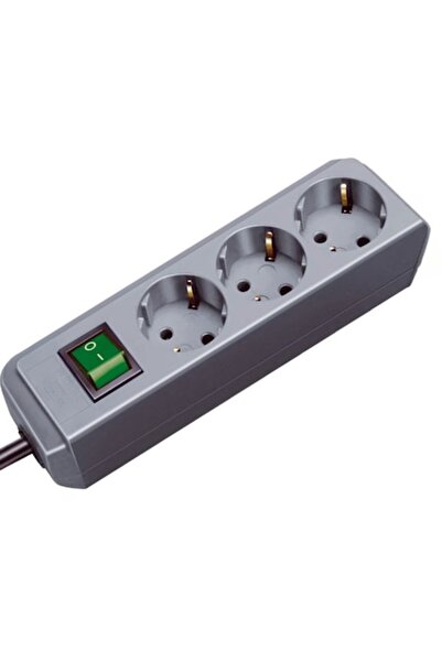 DAMUR Power Strip with 3 Outlets, On/Off Button, 1.5 m Cable