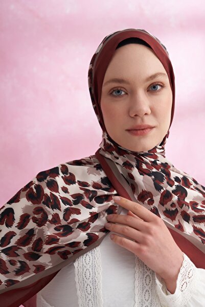 ARMANDA Leopard Voile Multi Pattern Shawl 6041-Burgundy