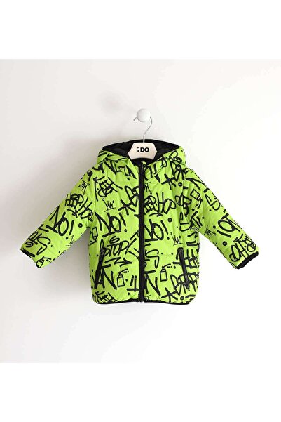 İDO Jachetă reversibilă verde neon-neagră pentru copii