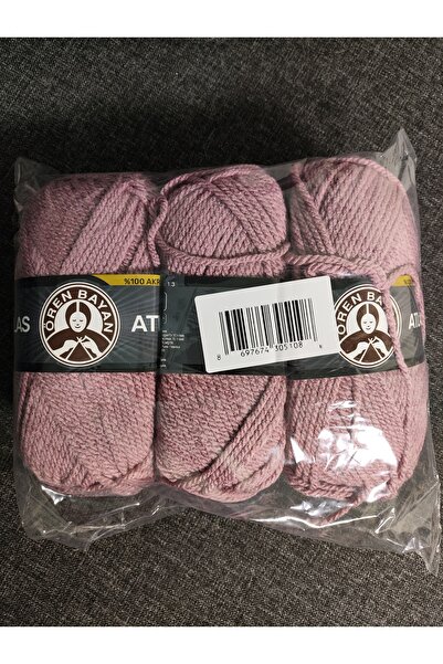 Ören Bayan ATLAS Gül Kurusu El Örgü İpi (3 Adet) - Renk: 127