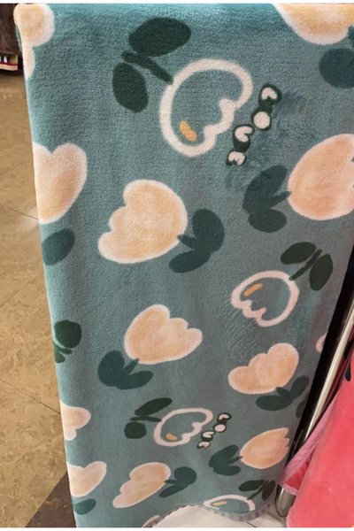 FIONNA.RO Cocolino Thin Blanket 200x230cm - Dark Turquoise With Flowers