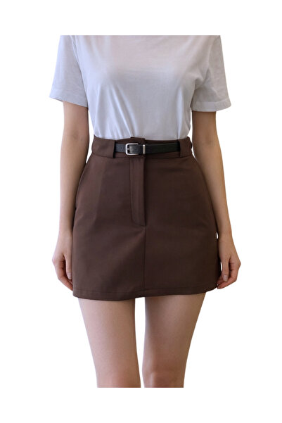 MORE MOSS Women's Designer Belted Skirt with Shorts