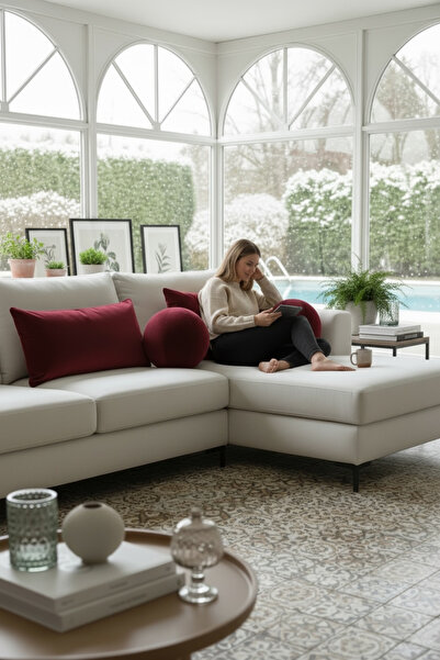 JACA Dekoratif Yastık Seti Top Şeklinde Yastık ve Dikdörtgen Seti (2 Adet)