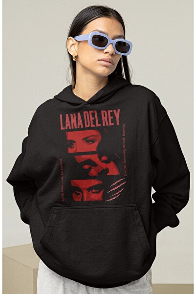 SEVBANO هودي لانا ديل ري ديزاين مطبوع للجنسين قصة فضفاضة سينغير هودي