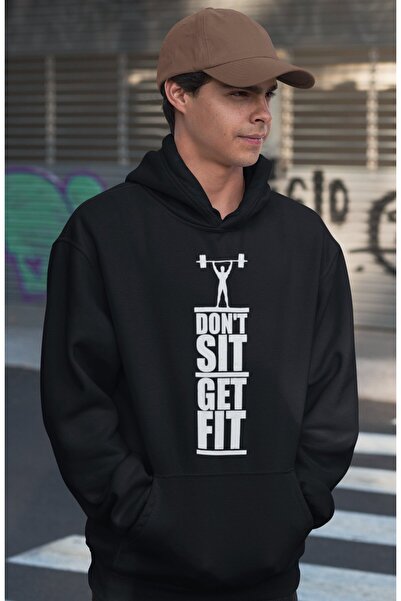 SEVBANO Dont Sit Get Fit Bodybuilding Fitness Printed Unisex Oversized Hoodie