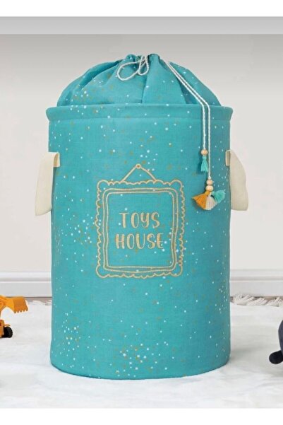 EvimSoft Bebek Odası Yuvarlak Torbalı Oyuncak Sepeti ve Kirli Sepeti