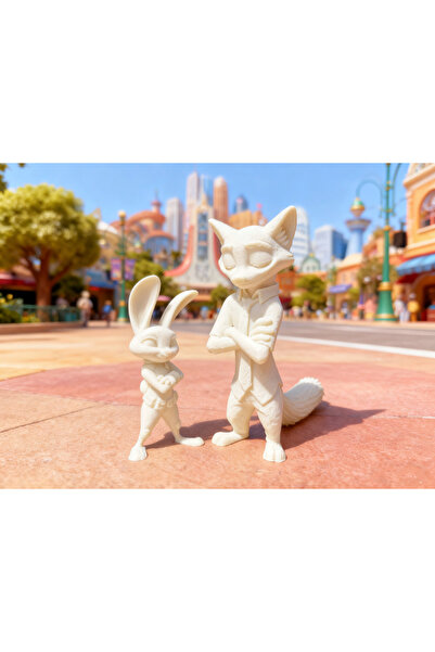 Razmo Zootropolis Nick & Judy Boyanabilir 3D Figür Seti 10cm Sevgililere özel