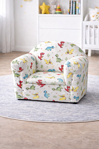 EL-MAR HOME Dinazor Desenli Çocuk Koltuğu – 50×50×50 cm Yumuşak Sünger - Konf...