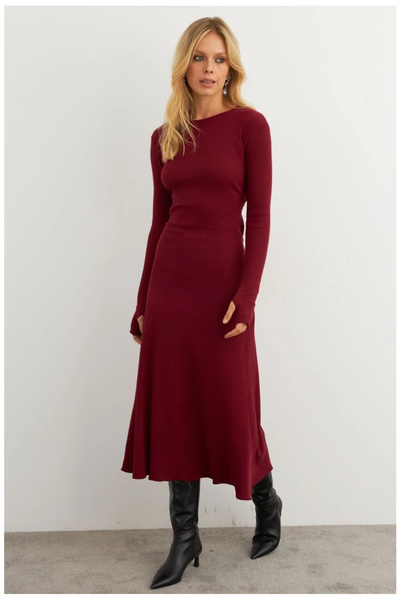 Buklemoda Women's Burgundy Tie up Camisole Midi Dress Mfry2268