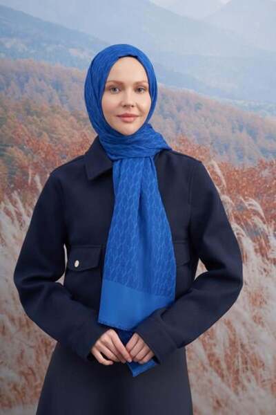ARMANDA Monogram Pattern Shawl 3098- Cobalt