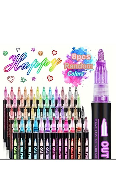 Luminoo Outline Metalik Marker Simli Aydınlatıcı Sihirli Kontur Kalem,Karışık...