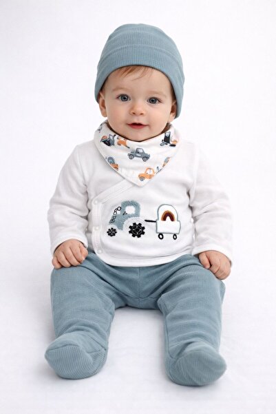My Babies Label طقم مكون من 5 قطع للأطفال حديثي الولادة من قماش الوافل بنمط ا...