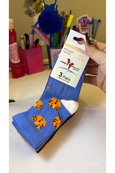 BRIDEIST WEDDING CO Baby Tiger Patterned 3-Piece Cotton Socks Set Breathable ...
