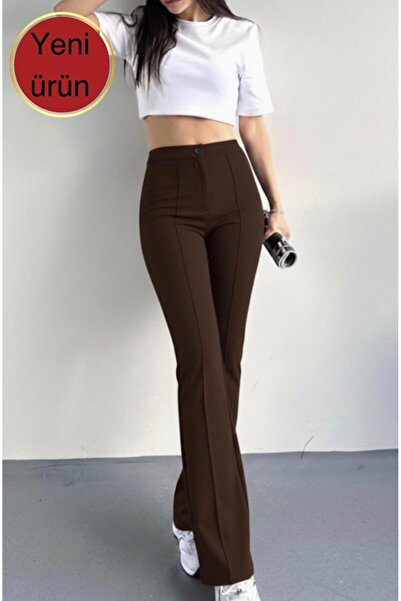 glanour Women's Black High Waist Shaping / Sculpting Flared Leg piped Pants