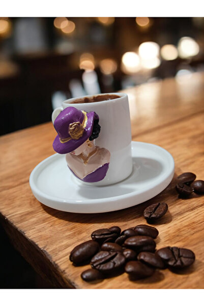 RivelCandle "استراحة القهوة مع القبعات البنفسجية" - قطعة فنية مزخرفة مصنوعة ي...